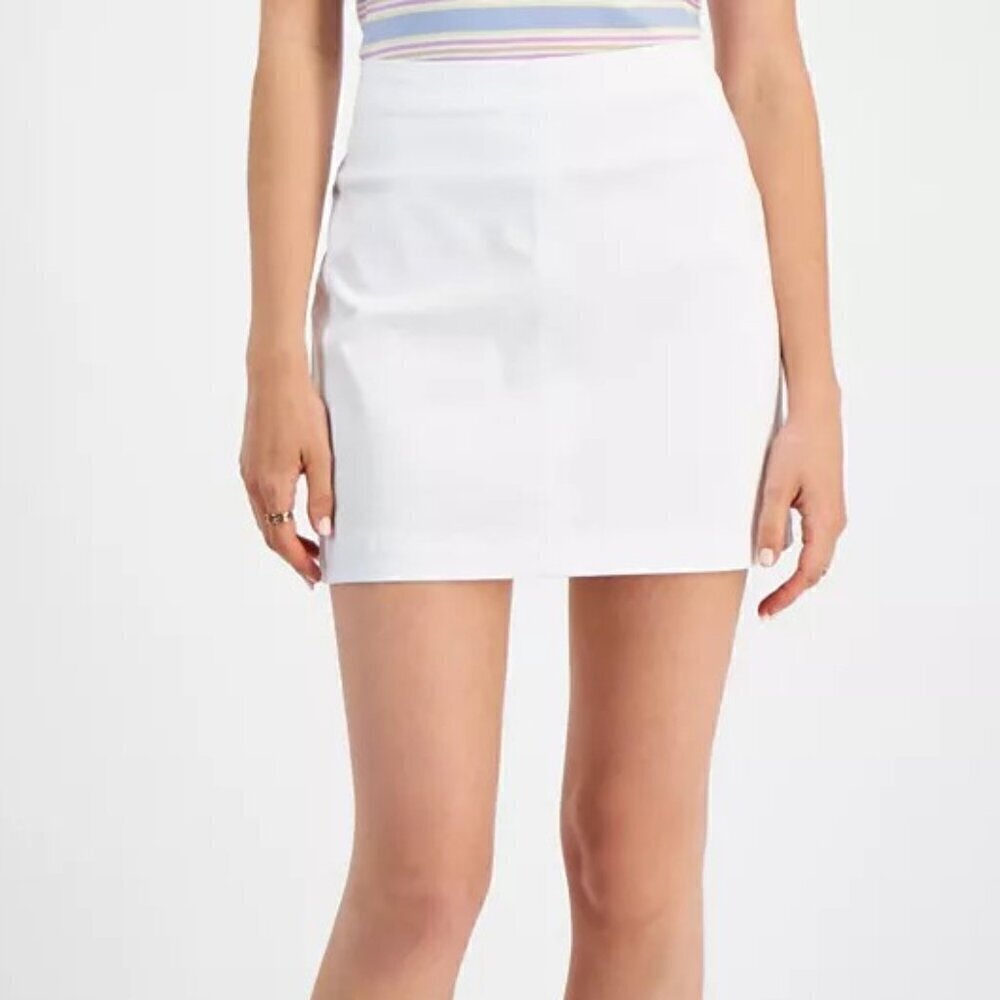 Tinseltown - Juniors' High-Rise Zip-Back Mini Denim Skirt - L